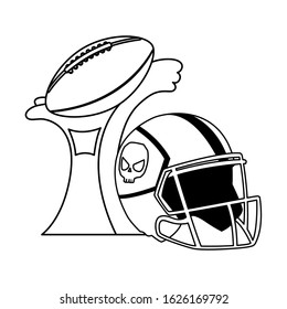 american football award with helmet on white background vector illustration design