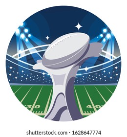 american football award on stadium grass vector illustration design