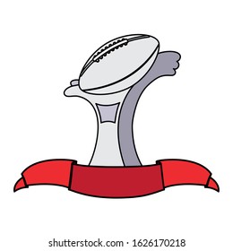 american football award with ribbon on white background vector illustration design