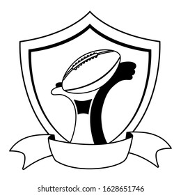 american football award with ribbon on shield vector illustration design