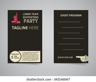 American football back and front supporters party flyer template design. Usa Sport brand identity letterhead. Event Poster and banner with typography and text. Vector illustration