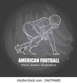 American Football background Design. Hand drawn. chalkboard. vector.