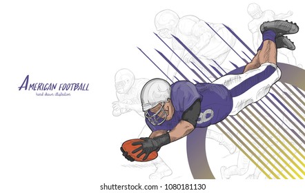 American football background design American football player in action.