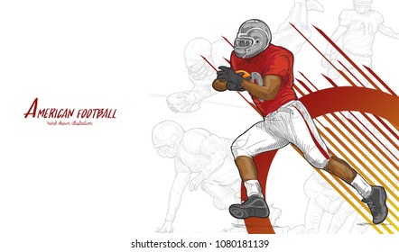 American football background design American football player in action.