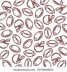 American football background, pattern set. Collection icons football. Vector