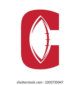 American Football badge logo vector - Rugby logo with letter C