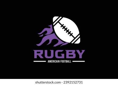 American Football badge logo vector - Rugby logo with black background