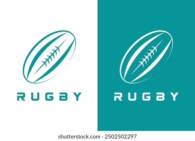 Vector del logotipo de la insignia del fútbol americano - logotipo del rugby con el fondo blanco y verde