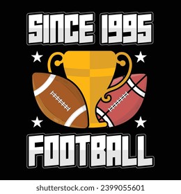 American football badge t shirt design. since 1995 football. vector template