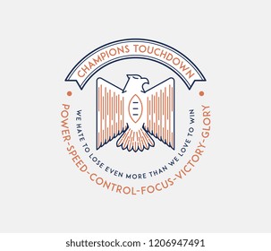 American football badge with winner quotes is a vector illustration celebrating professional sport