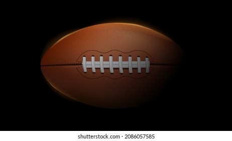 American football ball abstract black background. Football ball with neon lights illustration. Sport equipment vector wallpaper, poster, banner design.