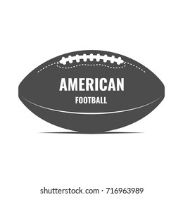 American football ball art. Monochrome logo with rugby ball. T-shirt print, Isolated on white background vector illustration