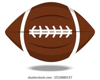 American football ball. Big American football ball icon isolated on white background with shadow. Vector, design. Sport vector illustration.