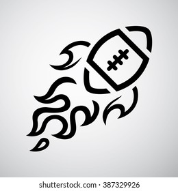 American football ball. Black ball on white background. Vector illustration.