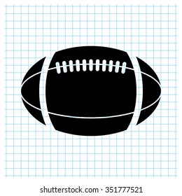 American football ball - black vector icon