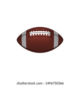 American football ball in brown, realistic vector icon. Rugby ball illustration.