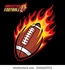 American Football Ball Burning Fire, Rugby Fire Stock Vector