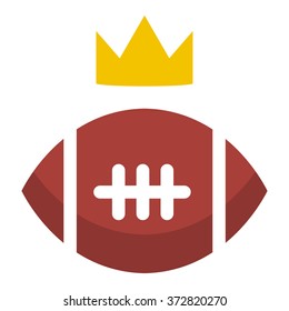American football ball with crown flat vector icon design.