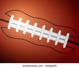 American Football Ball Detail Leather Texture Background. Vector Illustration.