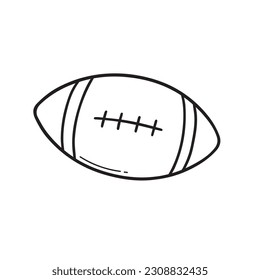 American football ball doodle.  Hand drawn vector illustration isolated on white background