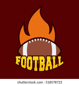 american football ball with flame. colorful design. vector illustration