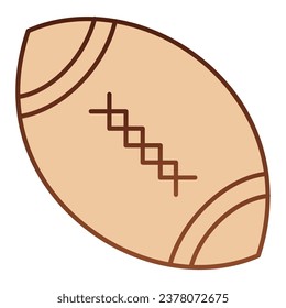 American football ball flat icon. Rugby ball brown icons in trendy flat style. Oval ball with stitches gradient style design, designed for web and app. Eps 10