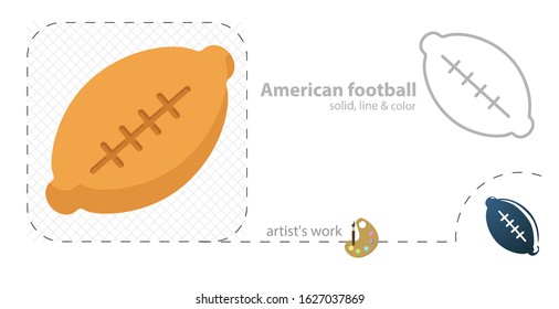 American football ball flat, solid, line icon