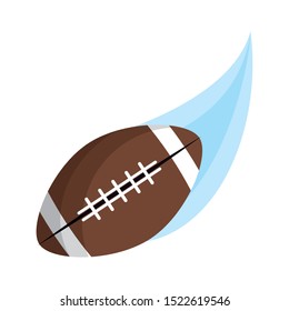 american football ball flying out over white background, vector illustration