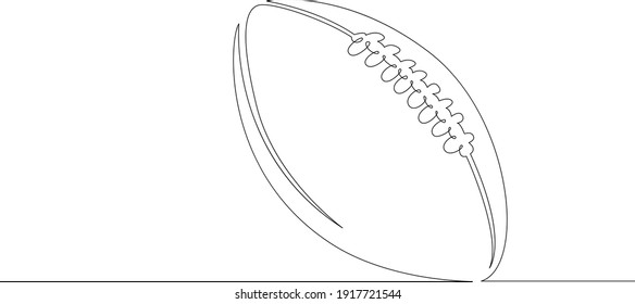 American football ball. Game sports equipment. One continuous drawing line  logo single hand drawn art doodle isolated minimal illustration.