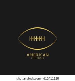American football ball. Golden sport symbol, Vector illustration