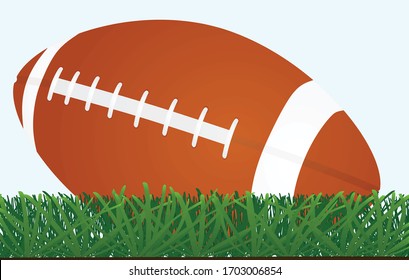 American football ball in grass. vector illustration