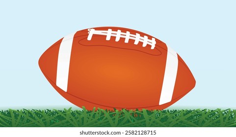 American football ball in grass. vector illustration