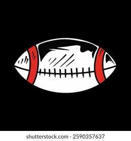 American football ball hand drawn on black background