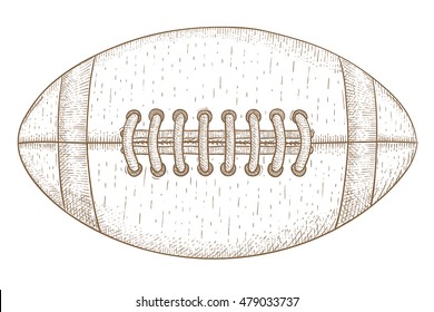 American football ball. Hand drawn sketch. Vector illustration isolated on white background