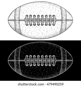 American football ball. Hand drawn sketch. Vector illustration