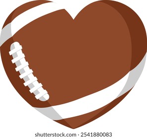 An American football ball in a heart shape. Concept for passion or love of sports