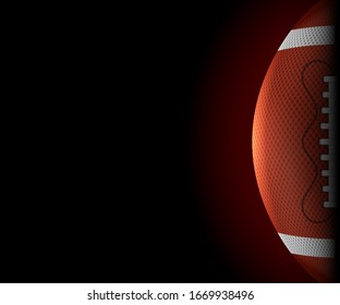 American football ball horizontal banner. realistic icon. front view american rugby ball. vector illustration