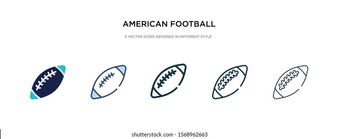 american football ball icon in different style vector illustration. two colored and black american football ball vector icons designed in filled, outline, line and stroke style can be used for web,