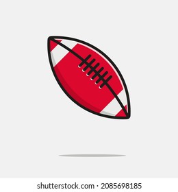 American football ball icon. Flat vector illustration with shadow and highlight in black on white background