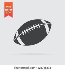 American football ball icon in flat style isolated on grey background. For your design, logo. Vector illustration.