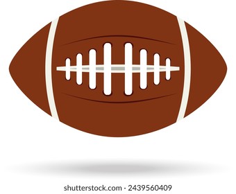 American football ball. American football ball icon isolated on white background with shadow. Vector, design illustration. Vector.