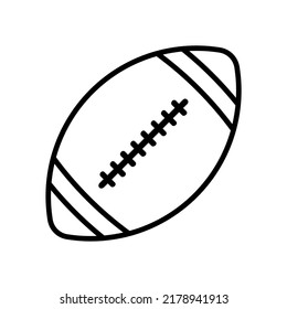 American football ball icon. Rugby ball isolated icon. Football linear symbol. Black vector illustration.