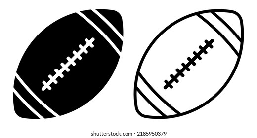 Icono de la pelota de fútbol estadounidense. Icono aislado de la bola de rugby. Símbolo negro de fútbol. Ilustración vectorial.