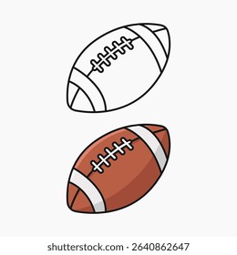 American football ball icon. Rugby ball icon. Coloring book. Sport