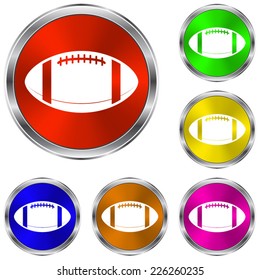 American football ball  icon - vector glossy colourful buttons