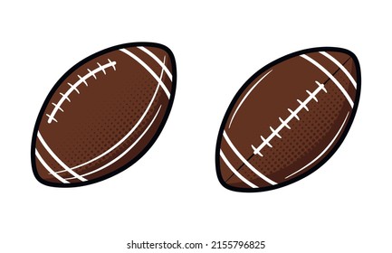 American football ball icons isolated on white background. Vintage American football set. Design elements for logo, poster, emblem. Sport ball icons. Vector illustration