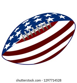 American Football Ball Isolated on White Background with National Flag Texture