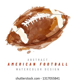 American football ball isolated on white background - hand drawn watercolor vector illustration