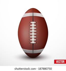 American Football ball isolated on a white background. Realistic Vector Illustration. Rugby sports.