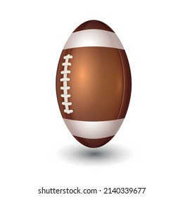 American Football ball isolated on a white background. Realistic Vector Illustration. Rugby sport.